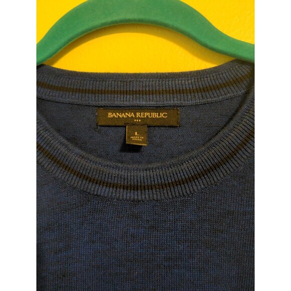 Banana Republic Sweater Men's Blue Long Sleeve Pocket Casual Knit Size Large L - Picture 6 of 8